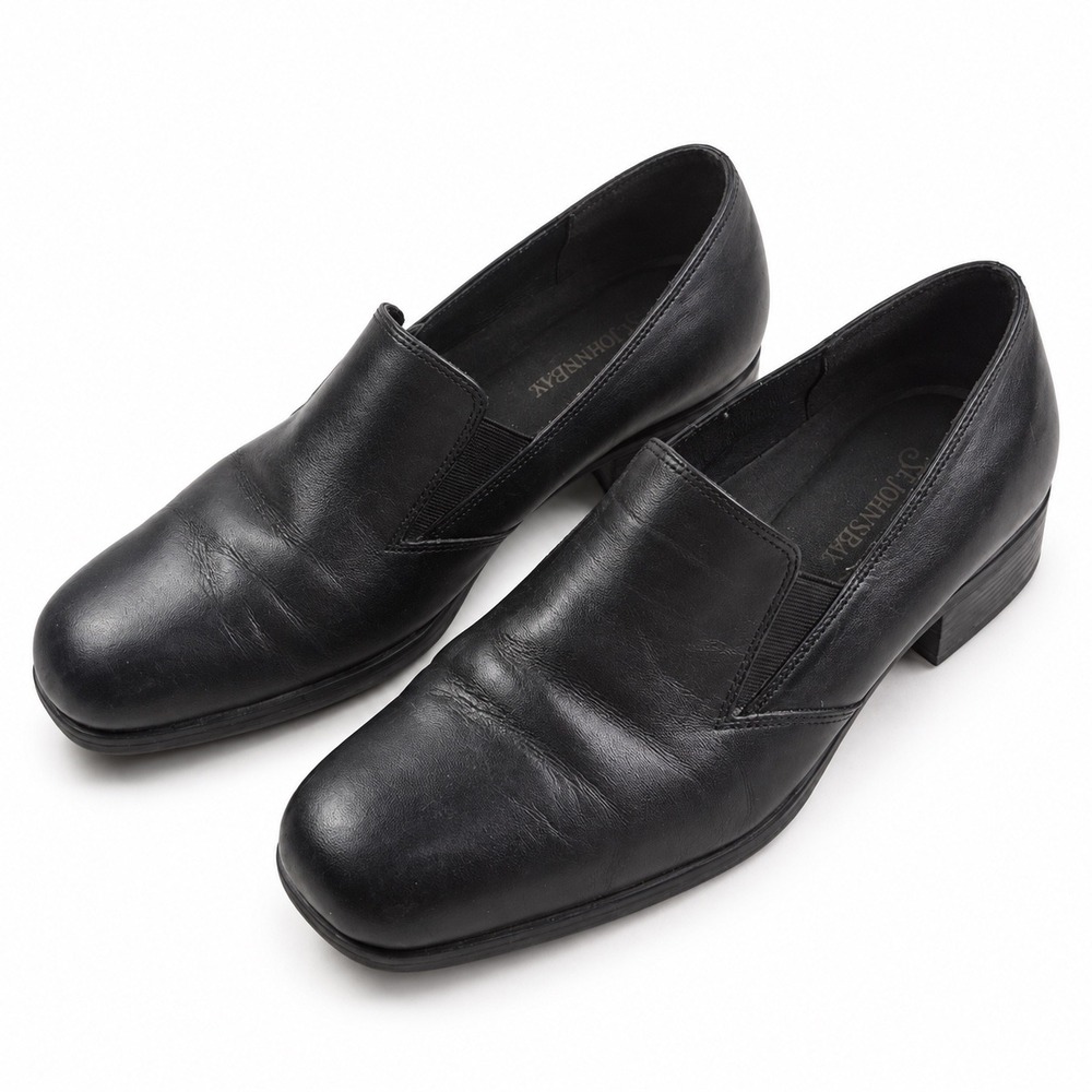 St Johns Bay Vintage Y2K Black Leather Slip On Loafers Women's Size 10M